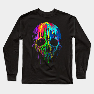 Colorful Drip Skull Long Sleeve T-Shirt