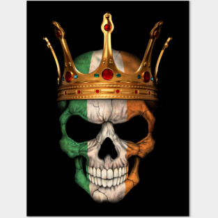 Irish Flag Skull with Crown Posters and Art