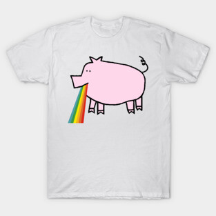 Animals with Rainbow Puke Pink Pig T-Shirt