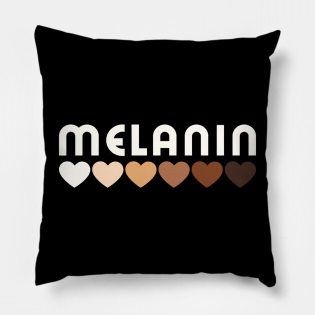 Melanin, hearts, afro, black woman, African American, Black Girl Magic Pillow by UrbanLifeApparel