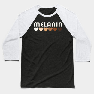 Melanin, hearts, afro, black woman, African American, Black Girl Magic Baseball T-Shirt
