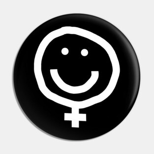Minimal Female Smiley Face White Line Pin