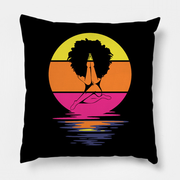 Praying Afro Girl, Black woman, Natural Hair, Black Queen Pillow by UrbanLifeApparel