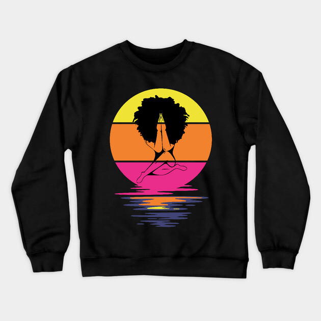 Praying Afro Girl, Black woman, Natural Hair, Black Queen Crewneck Sweatshirt by UrbanLifeApparel