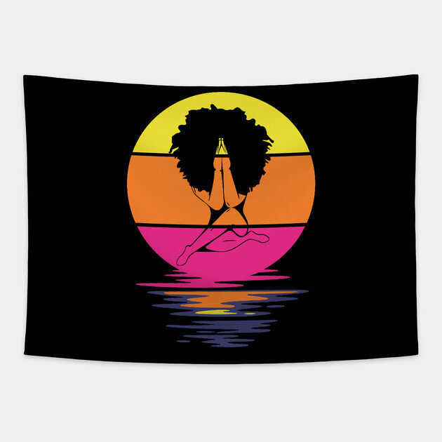 Praying Afro Girl, Black woman, Natural Hair, Black Queen Tapestry by UrbanLifeApparel