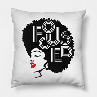 Focused Black Beauty, Natural hair, Black girl, Black woman Pillow