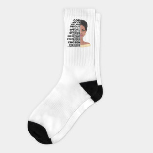 God Says you are Unique, Natural hair, Black girl, Black woman Socks