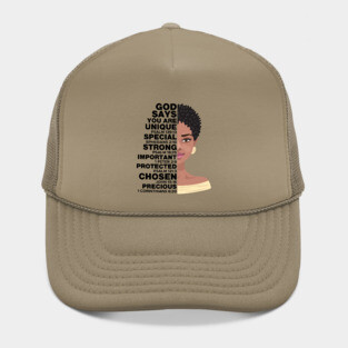 God Says you are Unique, Natural hair, Black girl, Black woman Hat