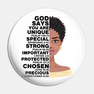 God Says you are Unique, Natural hair, Black girl, Black woman Pin