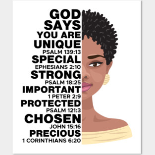God Says you are Unique, Natural hair, Black girl, Black woman Posters and Art