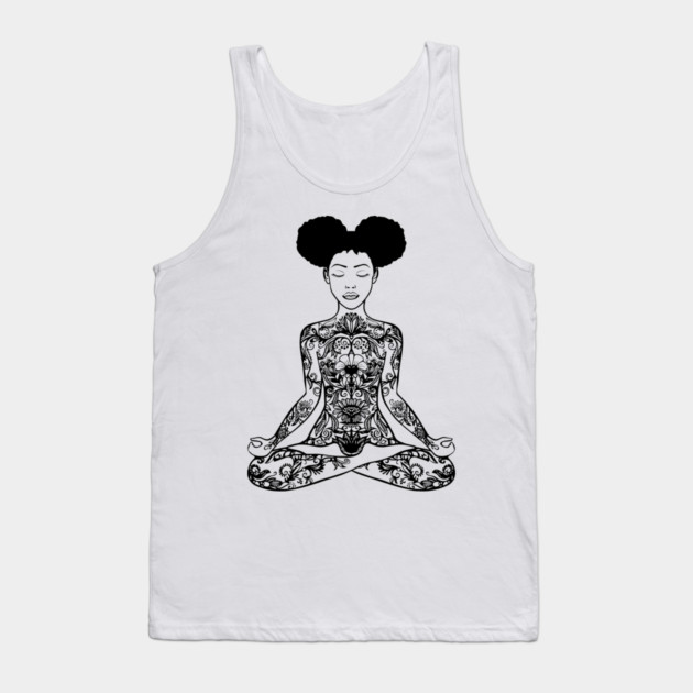 Black Woman, Meditation, Black Women, Afro Puff, Black Hair, Natural Hair Tank Top by UrbanLifeApparel