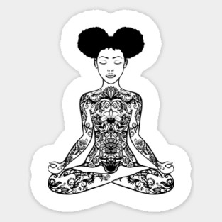 Black Woman, Meditation, Black Women, Afro Puff, Black Hair, Natural Hair Sticker