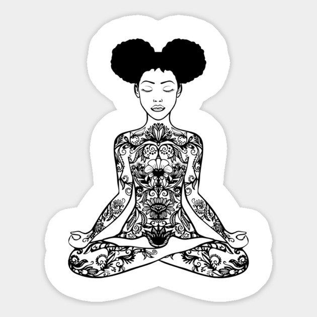 Black Woman, Meditation, Black Women, Afro Puff, Black Hair, Natural Hair Magnet by UrbanLifeApparel