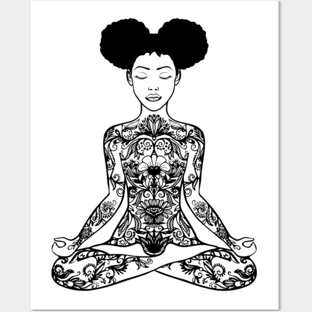 Black Woman, Meditation, Black Women, Afro Puff, Black Hair, Natural Hair Wall Art by UrbanLifeApparel