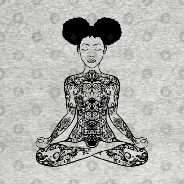 Black Woman, Meditation, Black Women, Afro Puff, Black Hair, Natural Hair by UrbanLifeApparel