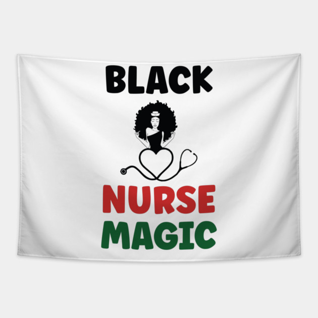 Black Nurse Magic, Nurse, Black Women, Afro Puff, Black Hair, Natural Hair Tapestry by UrbanLifeApparel