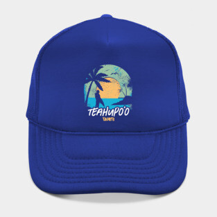 Retro Sunset Teahupo'o Tahiti Surfing // Retro Surfer Beach Hat