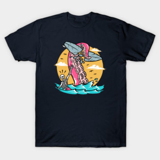 Octopus Attacks a Skeleton Surfer T-Shirt
