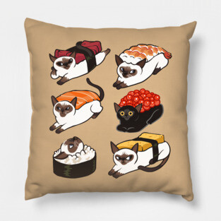 Sushi Siamese Cat Pillow