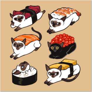 Sushi Siamese Cat Posters and Art