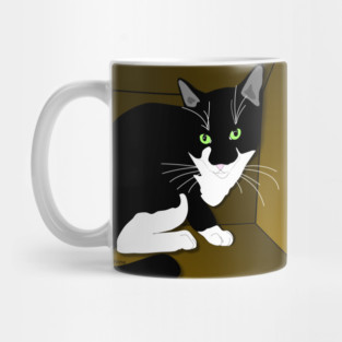 Cute Tuxedo Cat Cat in a box Copyright TeAnne Mug