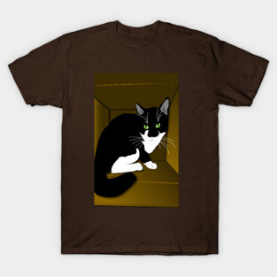 Cute Tuxedo Cat Cat in a box Copyright TeAnne T-Shirt