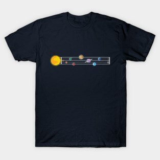 Planets of Solar System in a Light Music Sheet T-Shirt