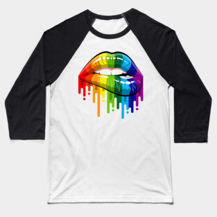 Rainbow Lips Baseball T-Shirt