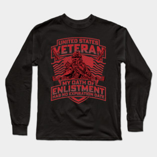 United States veteran my oath of enlistment has no expiration date Red Long Sleeve T-Shirt