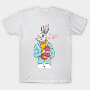 Happy Easter rabbit hipster with egg T-Shirt