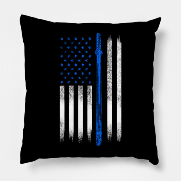 Blue line USA Flag, Police Pillow by Silly Me Studio