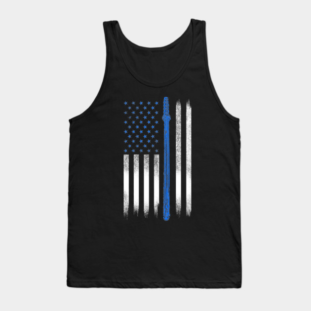 Blue line USA Flag, Police Tank Top by Silly Me Studio