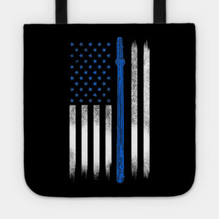 Blue line USA Flag, Police Tote