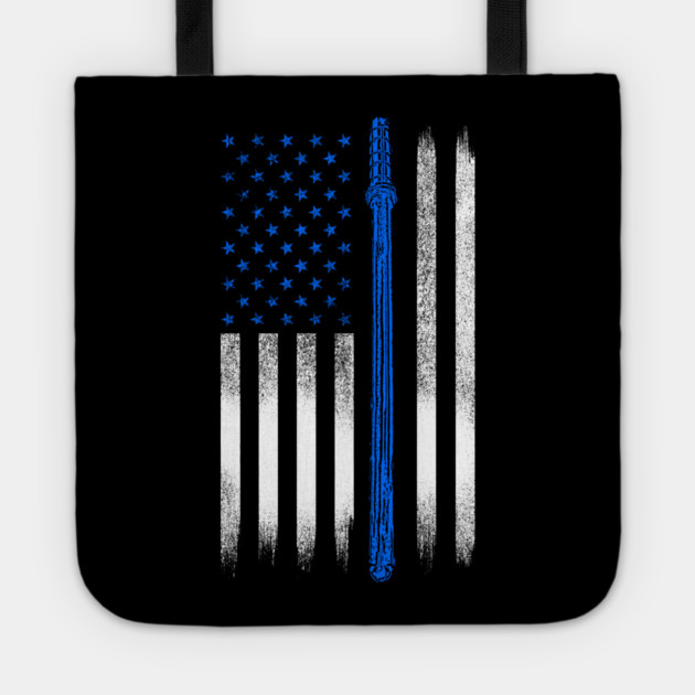 Blue line USA Flag, Police Tote by Silly Me Studio