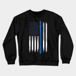 Blue line USA Flag, Police Crewneck Sweatshirt