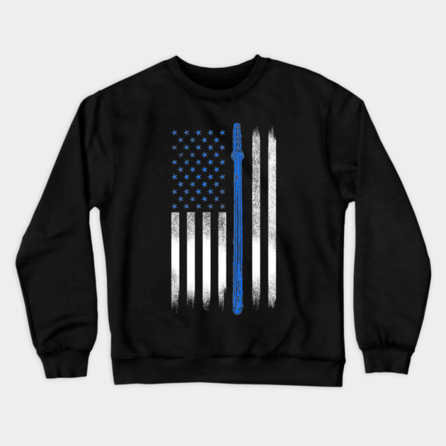 Blue line USA Flag, Police Crewneck Sweatshirt by Silly Me Studio