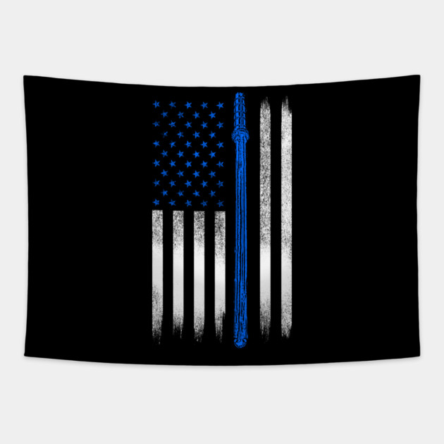 Blue line USA Flag, Police Tapestry by Silly Me Studio