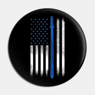 Blue line USA Flag, Police Pin