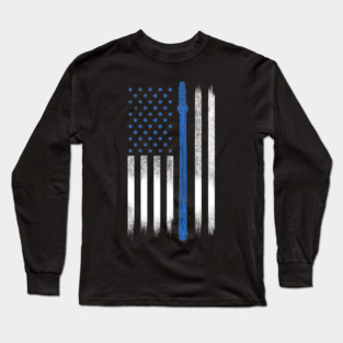 Blue line USA Flag, Police Long Sleeve T-Shirt
