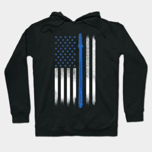Blue line USA Flag, Police Hoodie