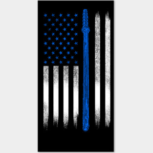 Blue line USA Flag, Police Posters and Art