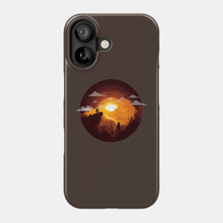 Hiking Trail Sunset, Orange with Clouds and Mountains Sunset Phone Case