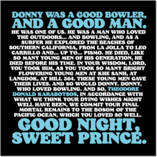 Walter Speech Spreading Donnie's Ashes at Funeral Funny Big Lebowski Quote Posters and Art