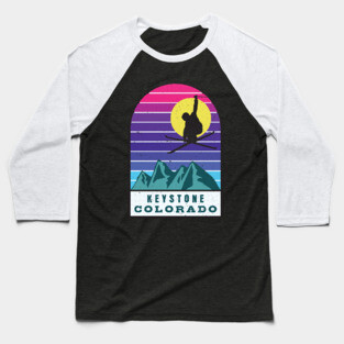 Ski Keystone Colorado Retro Sunset Baseball T-Shirt