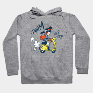 Cute and Fun Mid-Century Modern Girl on Yellow Italian Vespa Scooter Hoodie