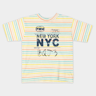 New York NYC Vintage Airline Tag Design Kids T-Shirt