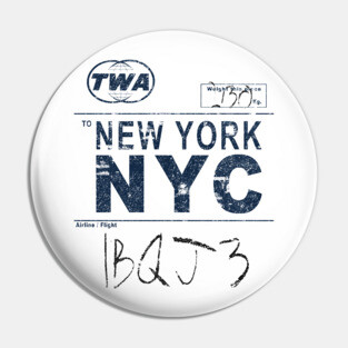 New York NYC Vintage Airline Tag Design Pin