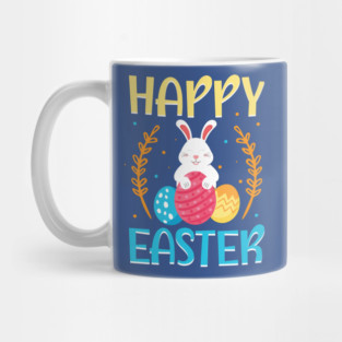 Happy Easter Bunny Rabbit with Easter Eggs Mug