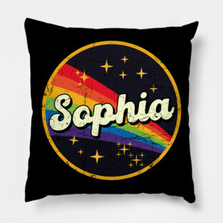 Sophia // Rainbow In Space Vintage Grunge-Style Pillow