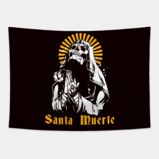 Santa Muerte Mexican Dead Sugar Skull Mexico Female Deity Tapestry